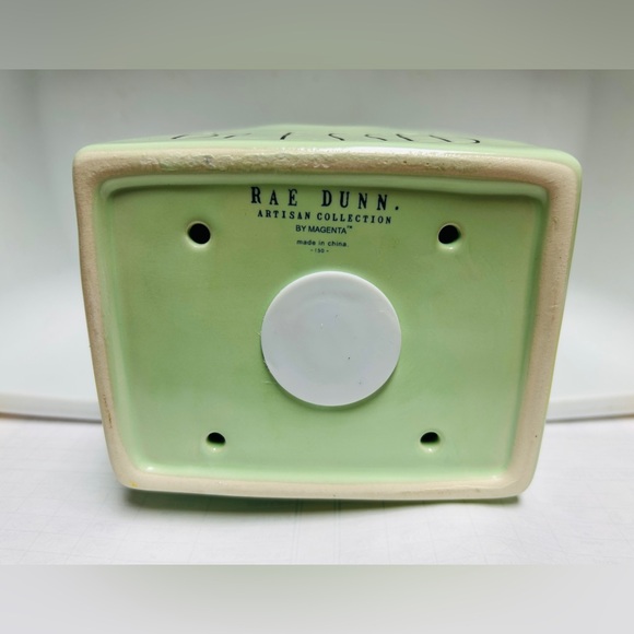 Rae Dunn sage green bird house “BLESSED”. NEW. Burlap ribbon. - Picture 6 of 6